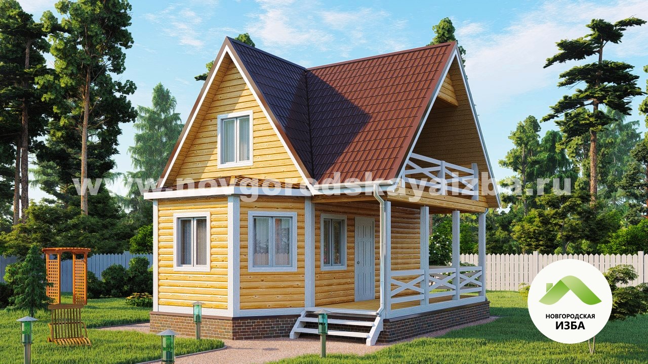 Гостевой дом с баней 6,5х7,5 проект Б-20