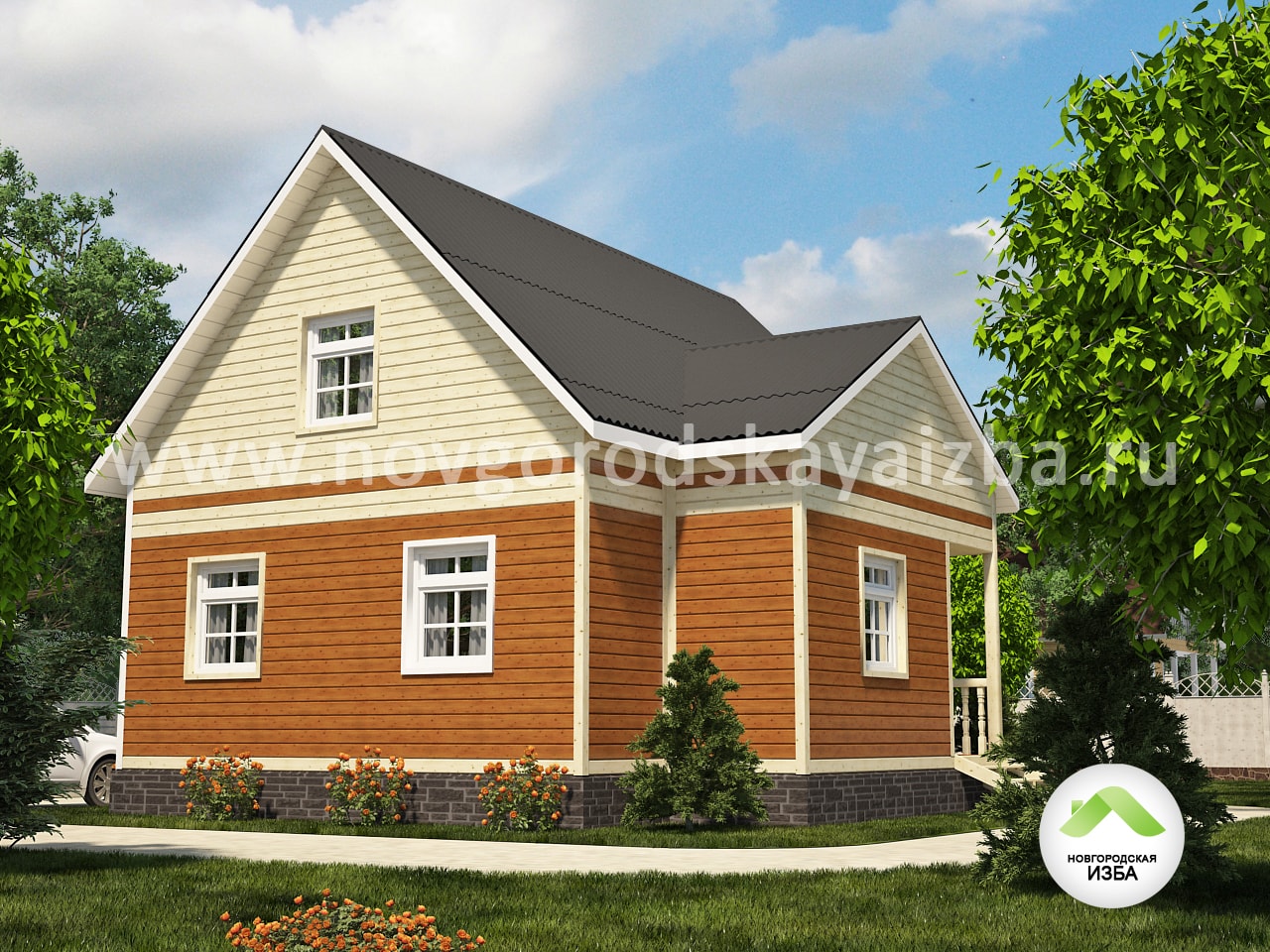 Каркасный дом 8х7,5 проект ДК-20